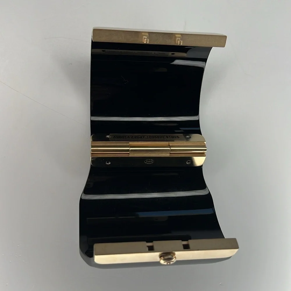 Chanel Black Enamel and Gold Metal CC Cuff!